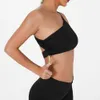 Lu lu yoga outfit cor sólida um ombro volta cruz ajustável feminino sutiã de fitness superior treinamento alto impacto jogging almofada no peito