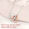 Elektropläterad Rose Golden Zirconia Decor Interlocking Hearts Pendant Halsband, födelsedag till dotter, presentförpackningskort + halsbandsuppsättning