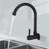 Bathroom Sink Faucets Black Kitchen Faucet Wall Mounted Flexible Stainless Steel Only Cold Water Tap Nozzle