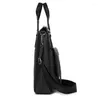 Briefcases Men's Portable Briefcase Style One-shoulder Diagonal Bag Top Layer Cowhide Trendy Casual Male Totes Handbag