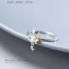 Solitaire Ring Modian Yeni Parlak Zirkon Güzel Bell Kedi Açık Ayarlanabilir Parmak Yüzüğü Kadınlar için Hediye 925 STERLING Silver Lucky Ring Fine Jewelry YQ231207