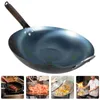 Kokkärl wok kök rund botten grillning hållbar panna gas spis järnhandtag tillbehör