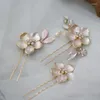 Hair Clips Light Gold Color Floral Leaf Bridal Piece Pins Wedding Hairpins Opal Crystal Women Accessories Headpiece