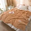 Blankets for Beds Solid Yellow Color Soft Warm 300GSM Plaid Square Flannel Blanket On the Bed Thickness Throw 231207