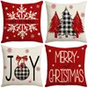 Pillow Case Christmas Cushion Cover 45 Sofa Cush Cases Linen Covers Christma Tree Snowflake Home Decor Xmas For