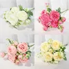 Decorative Flowers Wreaths Silk Artificial Flower Rose Peony Bouque Home Decoration Bridal Holding Wedding Decor Bouquet DIY Fake Arrangement 231207