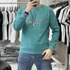 Men's Hoodie Teddy Bear Diamonds Round Neck Pullover Long Sleeved T-shirt Base Shirt Winter Fashion Clothes Cotton High quality Out Wear