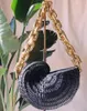 Sacs de soirée 2024 Chaînes épaisses Rattan Conch Femmes Épaule Design Wicker Sacs à main tissés de luxe Summer Beach Sac de paille Bali Purse