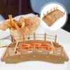 Set di stoviglie Piatto da sushi Vassoio da sashimi a forma di ponte in legno Snack Piatto da dessert per frutta Cupcake Giallo 40x20 cm