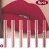 Batom 6pcs1pcs à prova d'água lipgloss maquiagem leve fosco cosméticos de longa duração veludo hidratante lábios sexy 231207