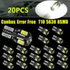 20x T10 Super Bright LED -bil Canbus Error gratis glödlampa 5730 168 194 W5W -lampor