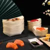 Ensembles de vaisselle Bateau Sushi Plateau de service Assiette Bateaux 2 tailles Assiettes en bois Sashimi Bois Snack Plateau Plat Conteneur Mini Plateaux Feuille