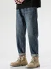 Mäns jeansbyxor avsmalnande arbete bär man cowboy byxor rakt med fickor höstkläder hög kvalitet lös klassisk mjuk xs