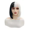 Conjunto de pelucas de cosplay peluca femenina en blanco y negro peluca corta y recta