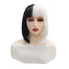 Cosplay wig set black and white female wig short straight wig