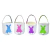 Påskägg Hunt Basket Festive Canvas Bunny Bags Rabbit Fluffy Tails Tote Bag Party Celebrate Decoration Gift Toys Handväska till SEA 1207