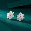 Stud Earrings Snowflake 0.8 Carat Diamond Real AU750 18K White Gold For Women Trendy Engagement Jewelry