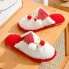 Slippers ASIFN Women Cute Christmas Slippers Santa Claus Cushion Girls Gift Home Slides Fluffy Winter Warm Cartoon Funny Houseshoes 231206