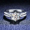 Vvs Moissanite Ring Wedding Proposal 925 Silver Six Claw Moissan Diamond Starlight Queen