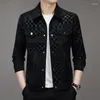 Men's Jackets Checkerboard Fashion Leather Cloth Flocking Fabric Thin Coat