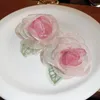 Brincos de garanhão coreano 2023 design de verão rosa grande flor de pano para mulheres fio transparente pendientes brincos