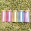 Hot selling 16oz high borosilicate glass light variable luminous UV color changing Mason cans