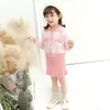 Clothing Sets Young Children s Set For Girls Autnmn Winter Cotton Lattice Jacket Knitted Slim Dress 2pcs Kids Teen Clothes 4 To12 231206