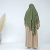 Ropa étnica Turquía Dubai 3 capas Bufanda de gasa Larga Khimar Mujeres Oración musulmana Hijab Eid Ramadán Burqa islámico Abayas árabe Tocado