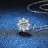 Bröllopsmycken sätter 100% 925 Sterling Silver Necklace Earring for Women 2Cttw Real Diamond Sunflower Pendant Neck Chain Fine Jewelry GRA 231204