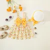 Girl Dresses Children's Floral Dress Girl's Bow Grass Hat Cool Cute Durable Summer Vacation Sweet Casual Set