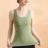 Camisoles tankar kvinnor botten Västkomprimeringstank med bröstkuddar för hög elasticitetsbasskikt termiska underkläder