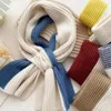 Scarves Thickened Knitted Color Matching Crossed Scarf Versatile Windproof Neck For Shopping Dating