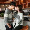 Suéter masculino roupas de casal roupa de malha suéter masculino pullovers listrado lã branca aquecido y2k vintage jumpers coreano 2023 outono em