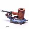 latest Solid Wood Hand Smoking Wooden Cigarette Pipe 4 Styles Carved Cigar tobacco Herbal Filter Pipes Bowl Accessories Tool Tube Oil Rigs