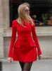 فساتين غير رسمية أساسية أنثى أزياء أنيقة رمادية داكنة جيب رمادي أنيقة تنقل طويل الأكمام مصغرة فستان 2023 الخريف نساء شارع Vestidos 231207