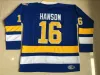 Charlestown Jersey para hombre Hanson Brother Slap Shot 16 17 18 HANSON Movie Hockey Jersey Barato Envío rápido Azul Blanco S-3XL