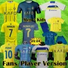 23 24 Al Nassr FC Maglie da calcio allenamento Ronaldo 2023 2024 Home manica lunga 22 23 CR7 Gonzalo Martinez Talisca Ghislain MANE uomo donna bambino magliette da calcio Al-Nassr