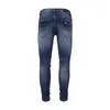 Designer Amirssmens Jeans High Street Blue Collated Orange Leather Double Knee Punch Cut SLP Jeans