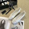 LUXE chan Parijs Ballet Modeontwerper Professionele Dansschoenen ketting Satijnen ballerina's Platform Strik Ondiepe Mond Enkele Schoen platte sandalen voor dames 35-40