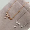 Pendant Necklaces Stainless Steel ECG Necklace For Women Gold And Rose Color Love Electrocardiogram Engagement Jewelry