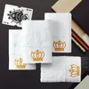 Embroidered Imperial Crown Cotton White Hotel Towel Set Face Bath Towels For Adults Washcloths Absorbent Hand Towel 13