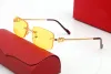 Man Designer Okulary przeciwsłoneczne dla kobiet Ramki Carti C Dekoracja okularów przeciwsłonecznych kwadratowych metalowych środkowych soczewek materiał swobodny sprężyn zawias krzyżowy Buckl