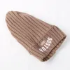 Caps Hüte Koreanische Brief Baby Hut Winter Warme Jungen Mädchen Motorhaube Weiche Gehörschutz Säuglings Kleinkind Gestrickte Kinder Kappe Beanies 231207