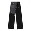 Men's Pants PFNW Autumn Denim Patchwork Sweatpants Casual Loose Trend High Street Vintage Y2k Sports Wide Leg Niche