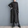 Women's Pants s Japanese Style Solid Black Layers Design Woman Elastic Waist Wide Leg Casual Streetwear Unique Loose Fit JJPS043 231206