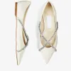 Famous Women Sandals Fashion Ballet GENEVI FLAT Italy Pointed Toes Cross Crystal Ankle Strap Embellished White Leather Designer Ballerinas Flats Sandal Box EU 35-43