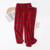Men's Sleepwear 2023 Spring Autumn Men 100 Cotton Sleep Bottoms Male Red Night Trousers Casual Plaid Home Pants High Quality Pajama SXXL 231206