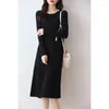 Casual Dresses Wool Dress For Women 2023 Autunm/Winter Fashion Cashmere Sweaters Long Style 5Colors Jumpers DR01