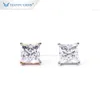 Orecchino Tianyu Moissanite in oro puro 14k/18k 6.5*6.5mm Princess Cut Screw Back Stud per Lady