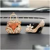 Decorações interiores decoração do carro diamante bolsa purificador de ar saída por clipe difusor de perfume bling acessórios de cristal mulheres meninas1 gota otm5e